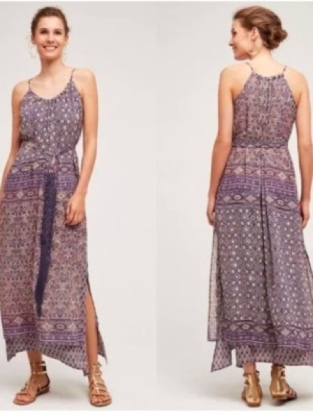 Anthropologie One September Ravenna Maxi Dress Paisley Print Spaghetti Strap